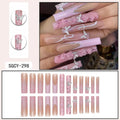 Long Pink Butterly Square Tip Press on Nails (Smart Chip Not Included)