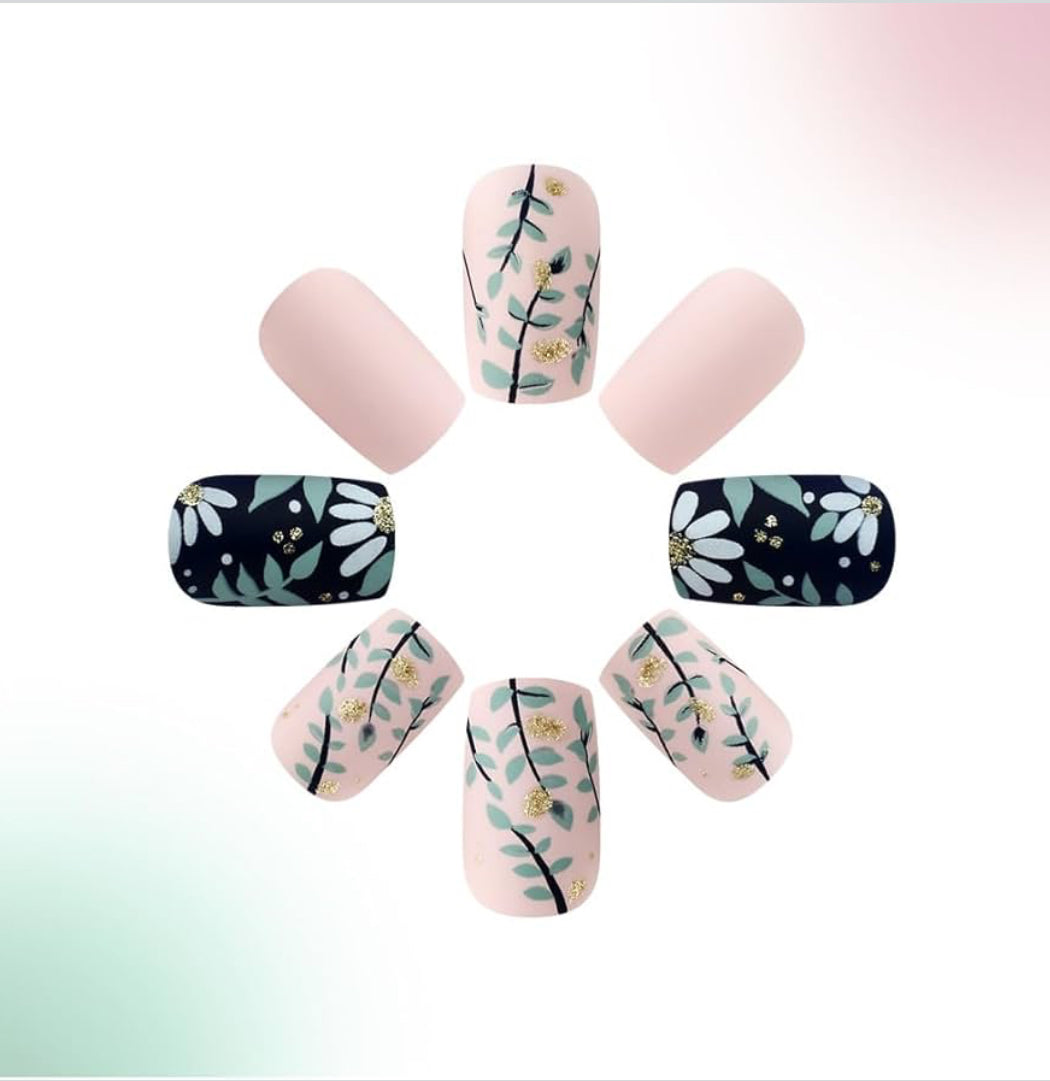 Matte Navy and Pink Petal Stems- Short Length, Round Shape (Smart Chip Not Included)