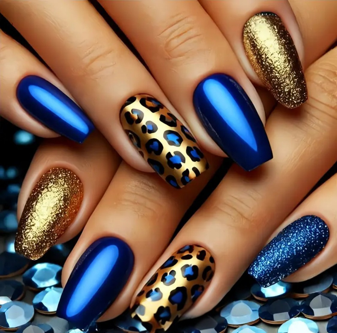 Navy Blue Leopard Gold-Tude (Smart Chip Not Included)